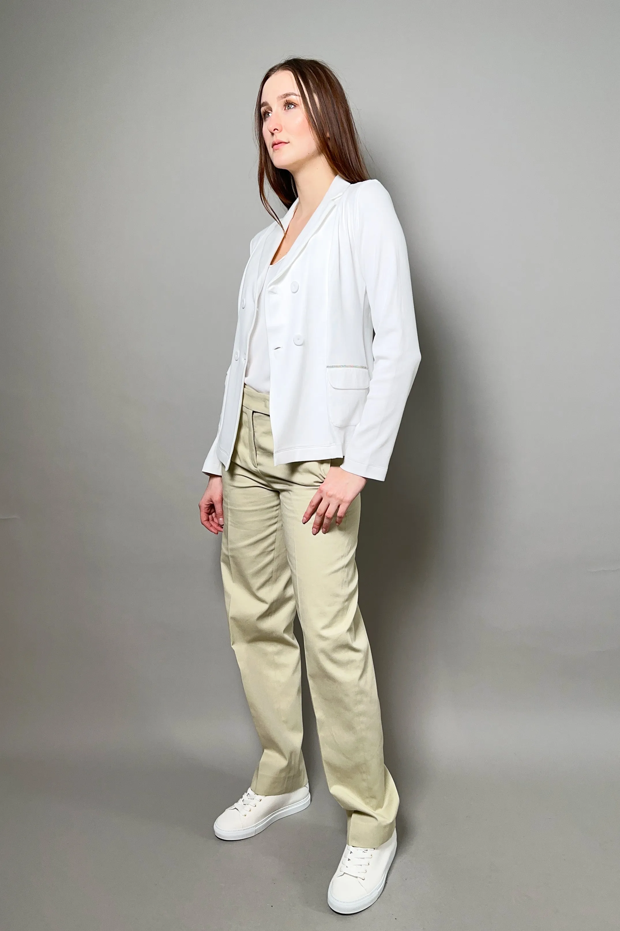 Fabiana Filippi Fitted Jersey Knit Blazer in White