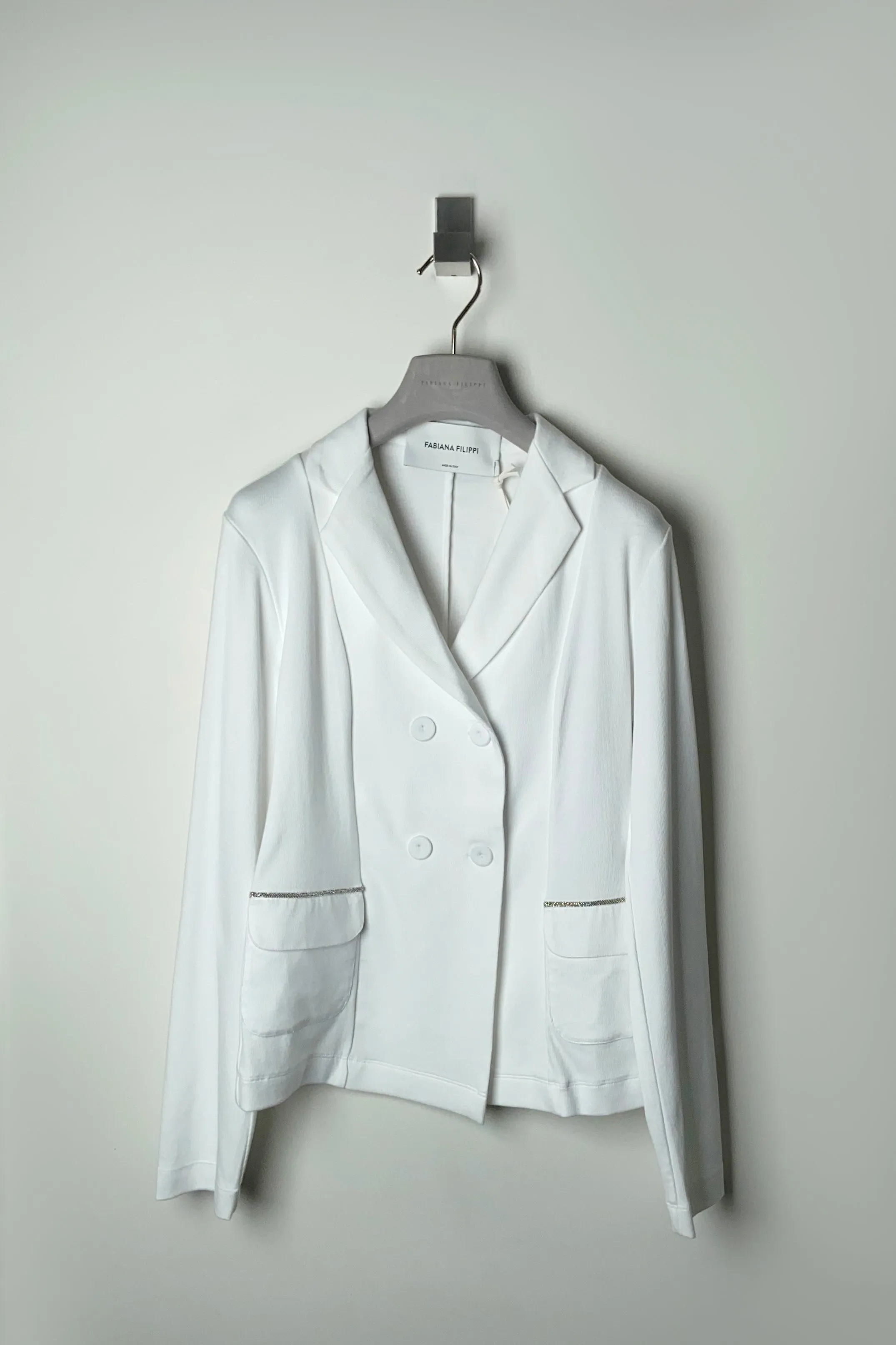 Fabiana Filippi Fitted Jersey Knit Blazer in White