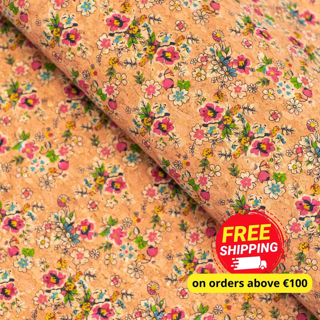 Floral Bunch Cork Fabric- COF-387-A