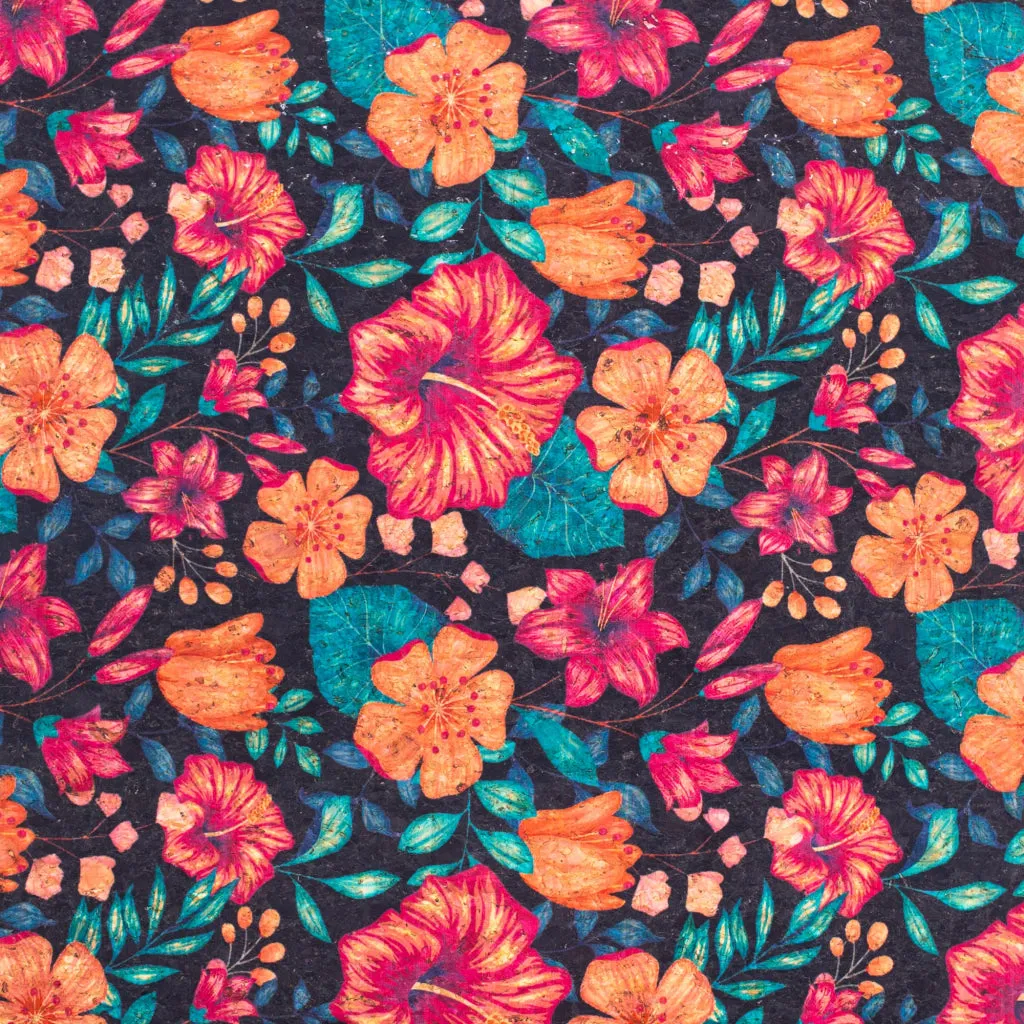 Flower Bush Pattern Cork Fabric COF-391-A