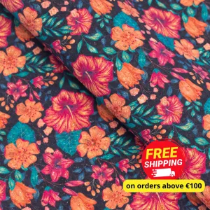 Flower Bush Pattern Cork Fabric COF-391-A