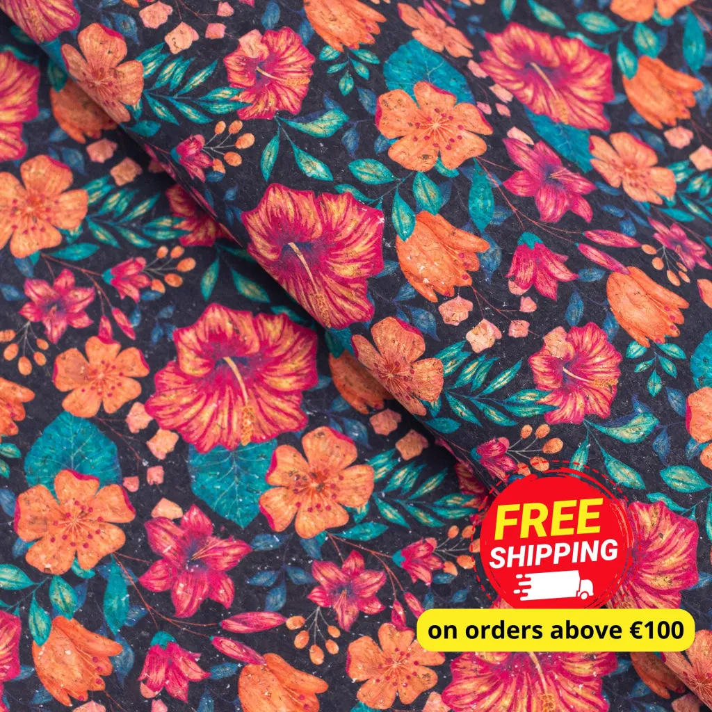 Flower Bush Pattern Cork Fabric COF-391-A