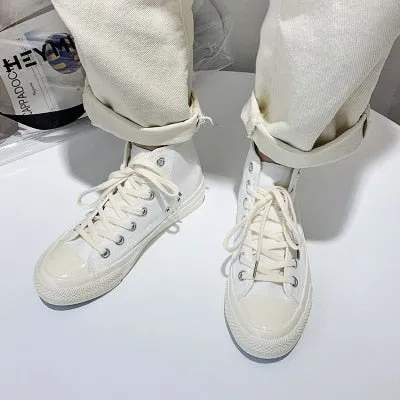 Girl Canvas Shoes Solid Color Sky Blue Sneakers High Top Gumshoes All Match Basic Concise Casual Leisure Shoes Autumn Summer