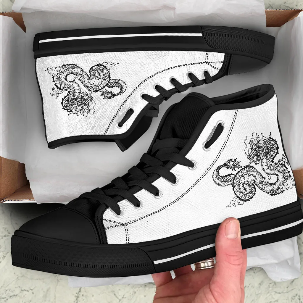 High Top Sneakers - Dragon #102 | Custom Canvas Shoes, Customized Birthday Gift Idea, Cool Unique, 90s Hip Hop, Back to School, Travel