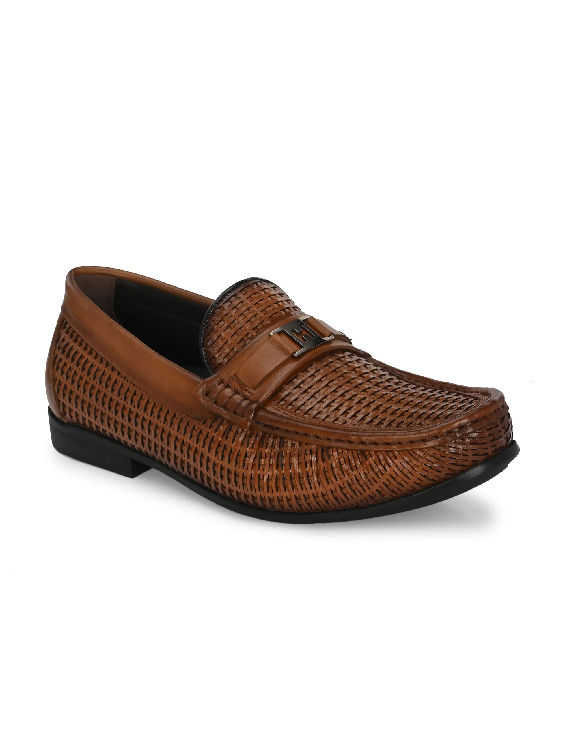 Hitz Men's Tan Leather Casual Loafers
