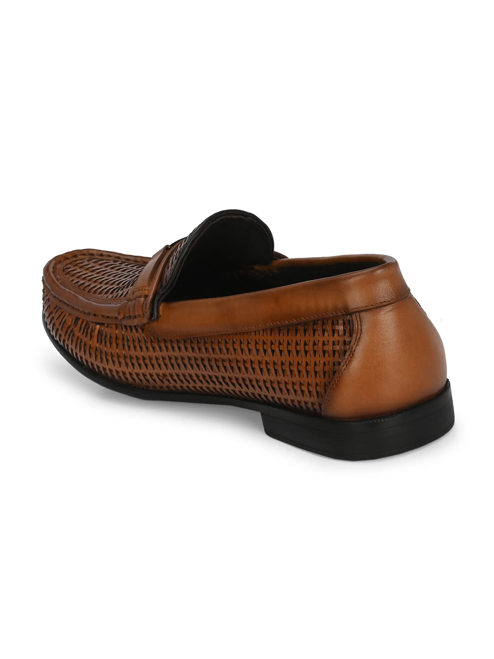 Hitz Men's Tan Leather Casual Loafers
