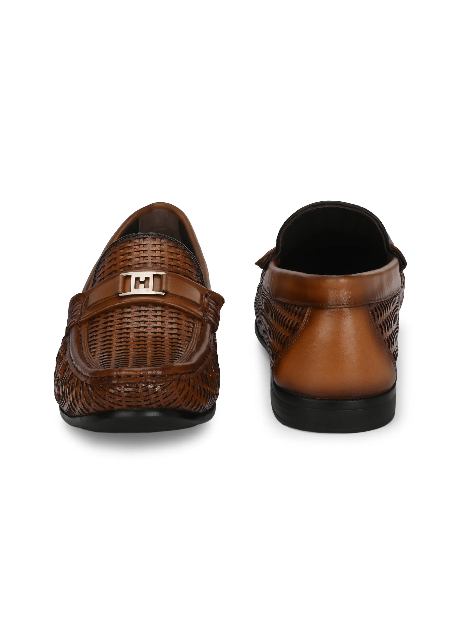 Hitz Men's Tan Leather Casual Loafers