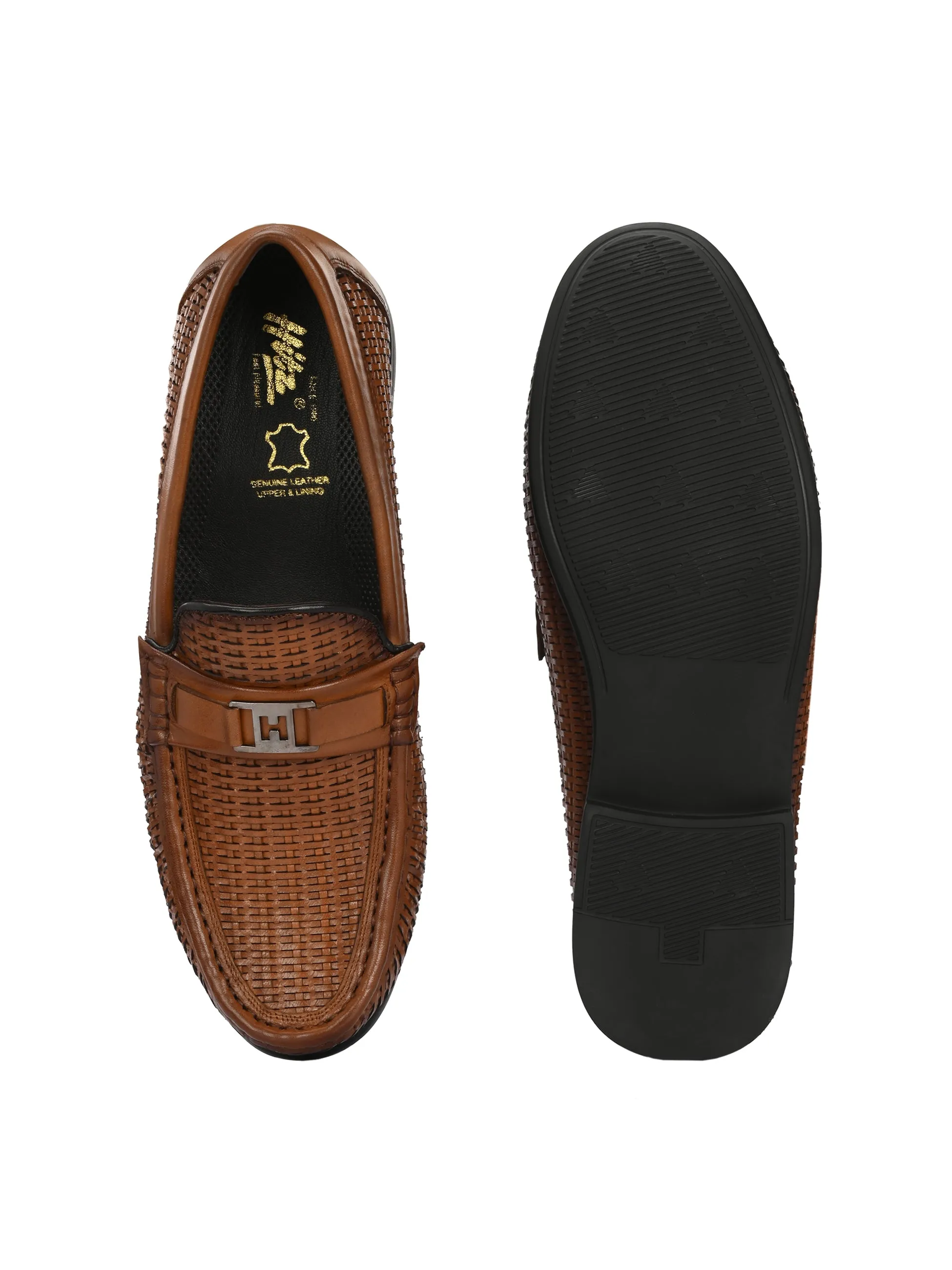 Hitz Men's Tan Leather Casual Loafers