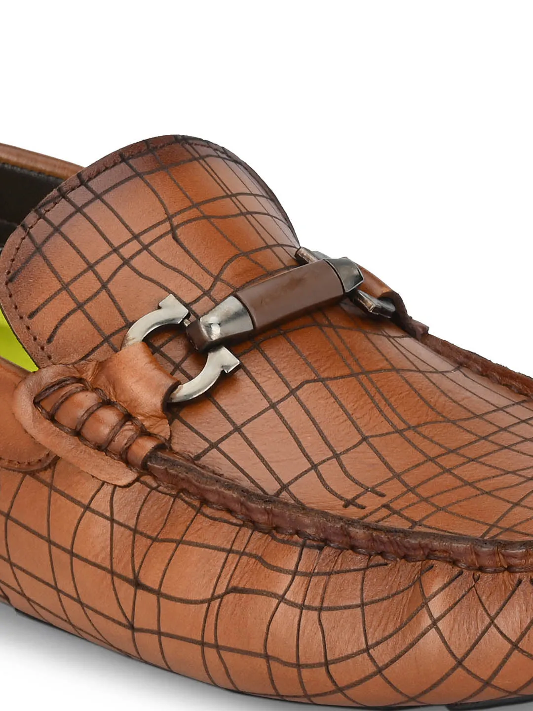 Hitz Men's Tan Leather Slip On Loafer Shoes