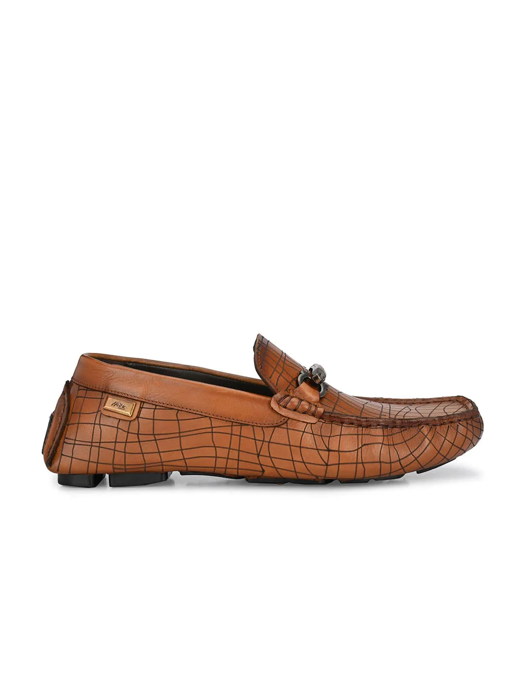 Hitz Men's Tan Leather Slip On Loafer Shoes
