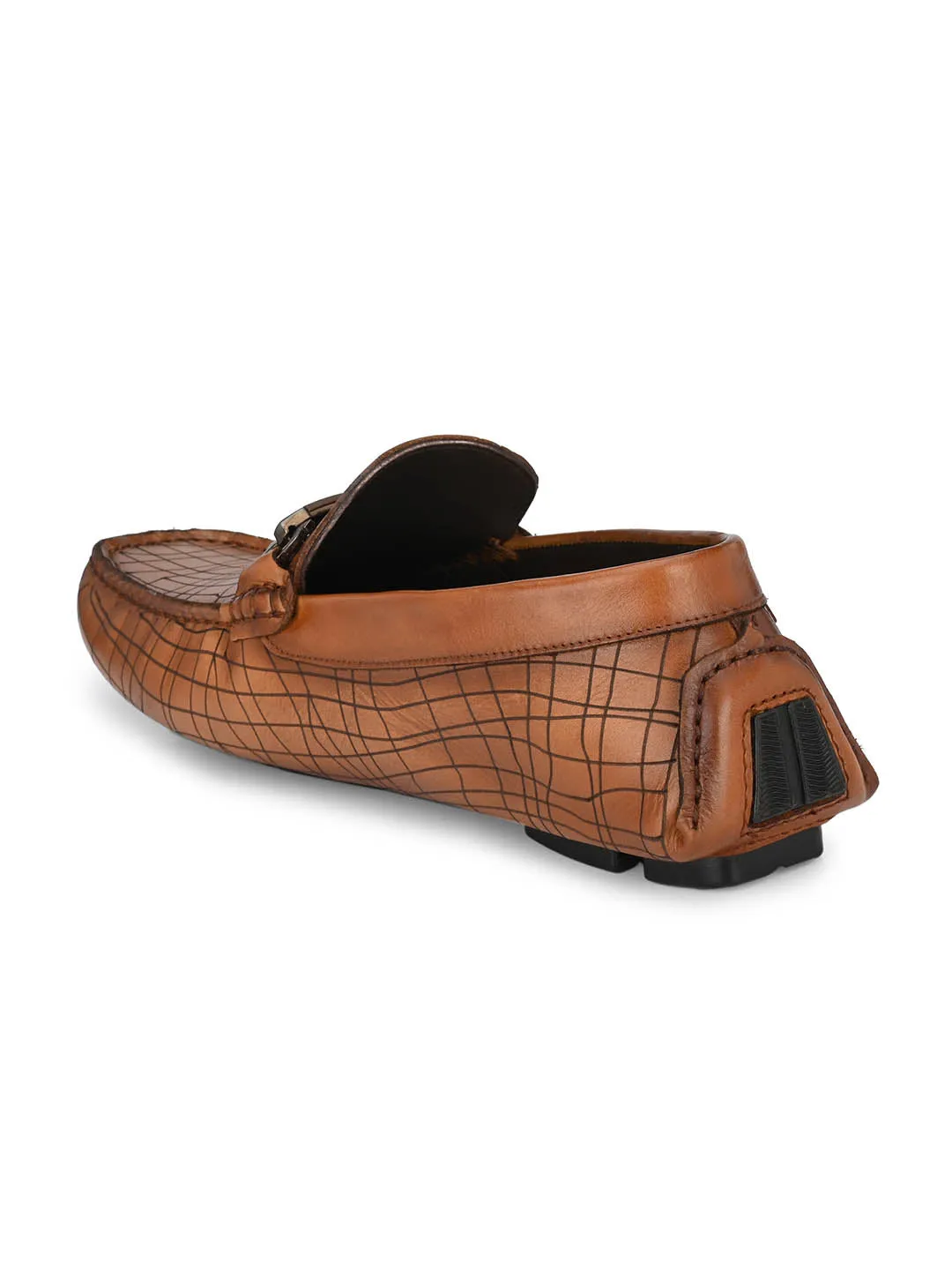 Hitz Men's Tan Leather Slip On Loafer Shoes