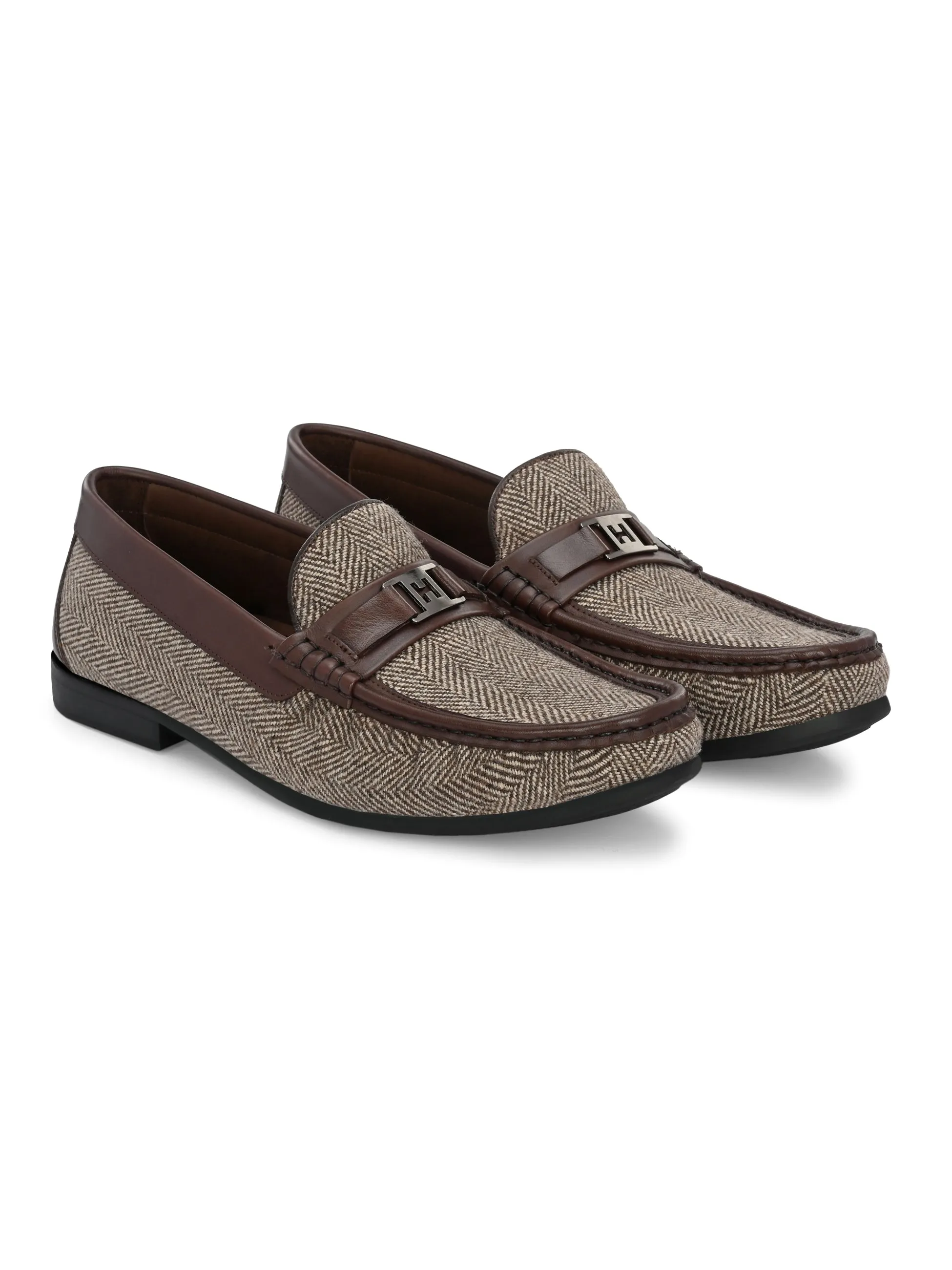 HITZ5340-Men's Brown Leather Casual Loafers