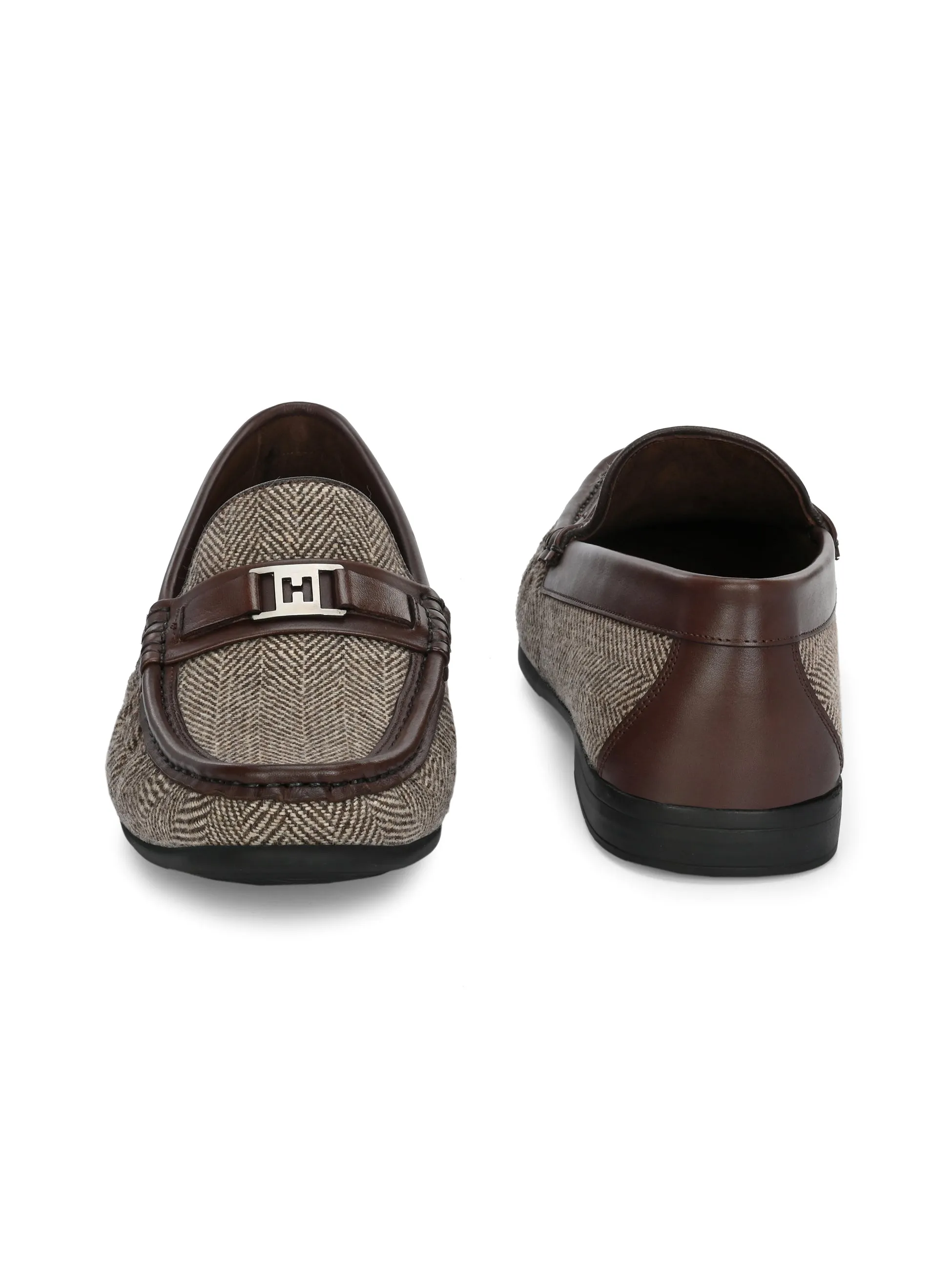HITZ5340-Men's Brown Leather Casual Loafers