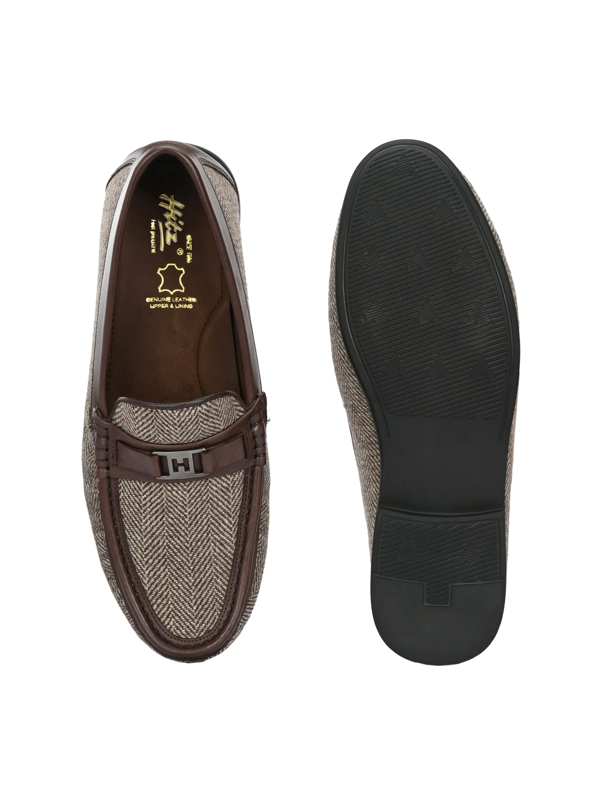 HITZ5340-Men's Brown Leather Casual Loafers