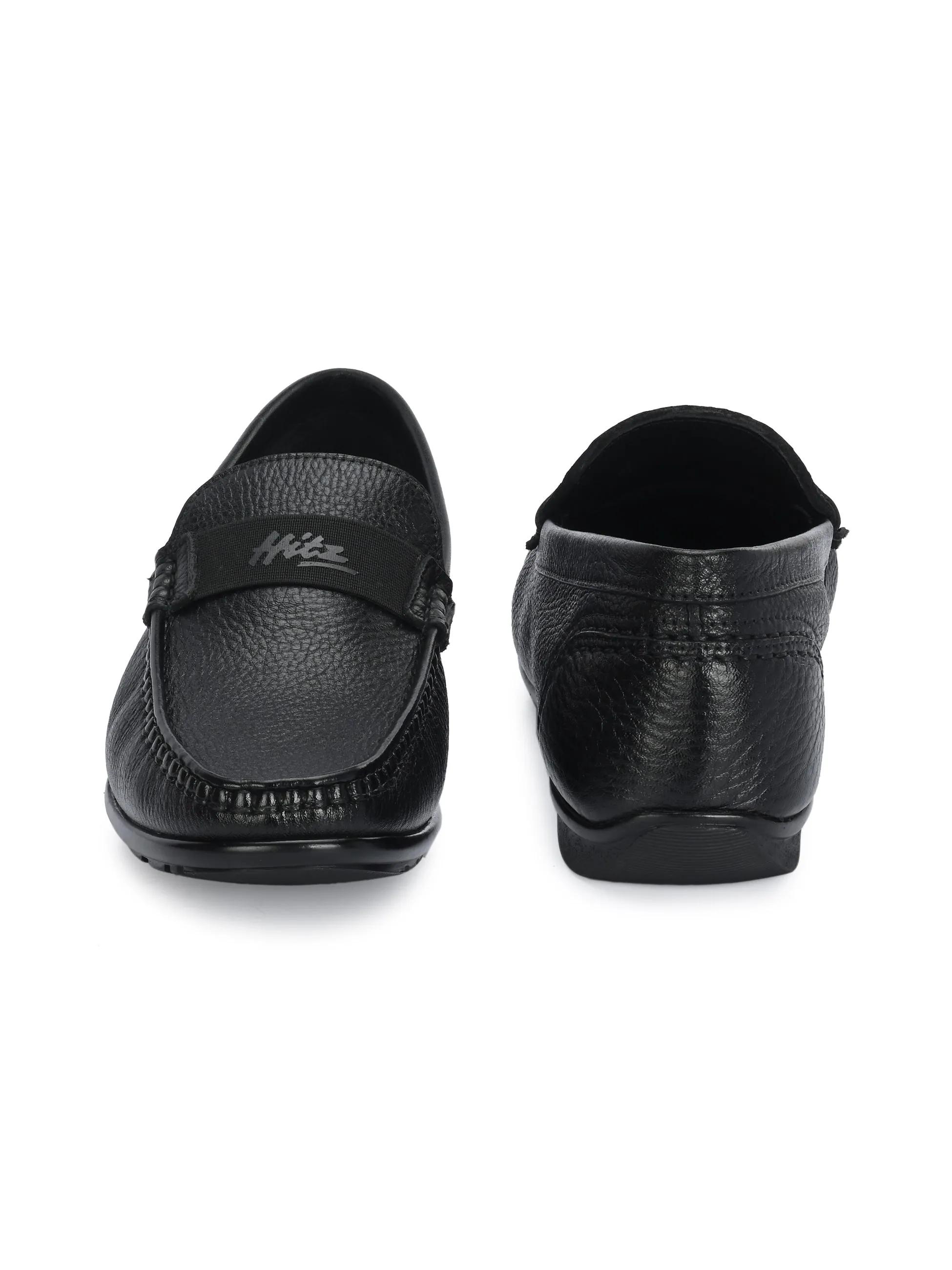 HITZJ_1 Men's Black Leather Casual Loafers