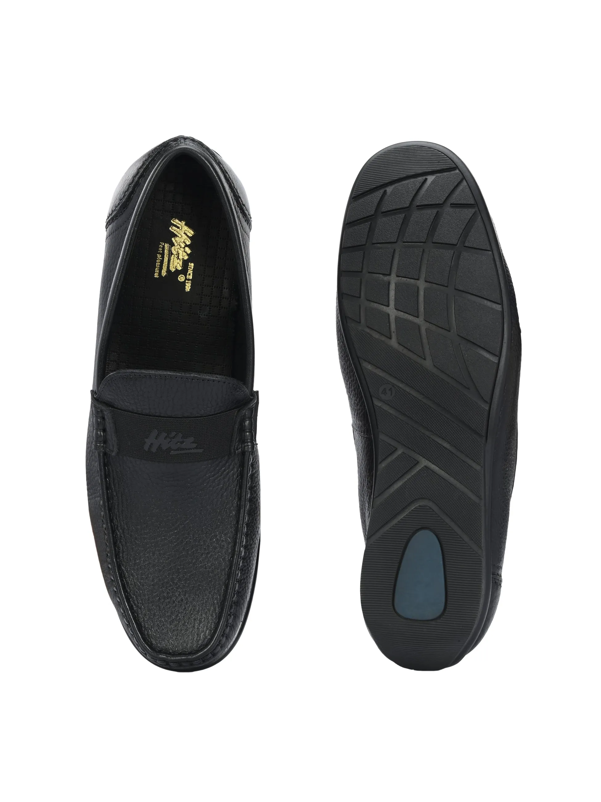 HITZJ_1 Men's Black Leather Casual Loafers