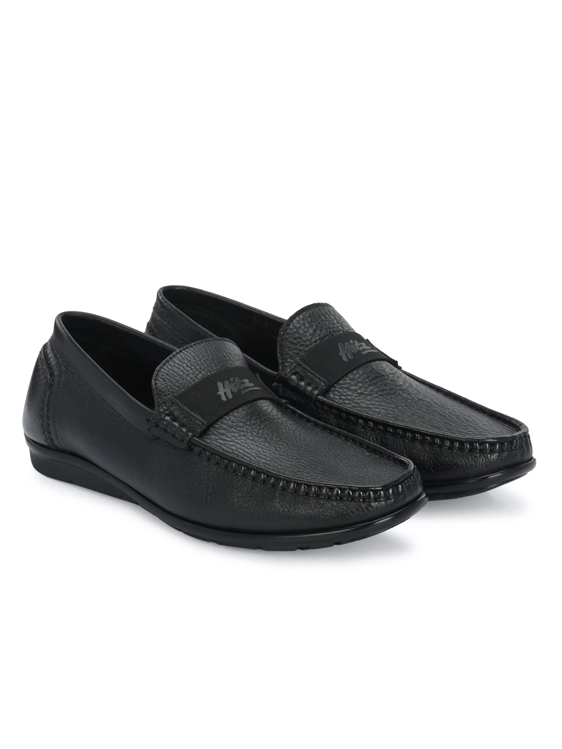 HITZJ_1 Men's Black Leather Casual Loafers