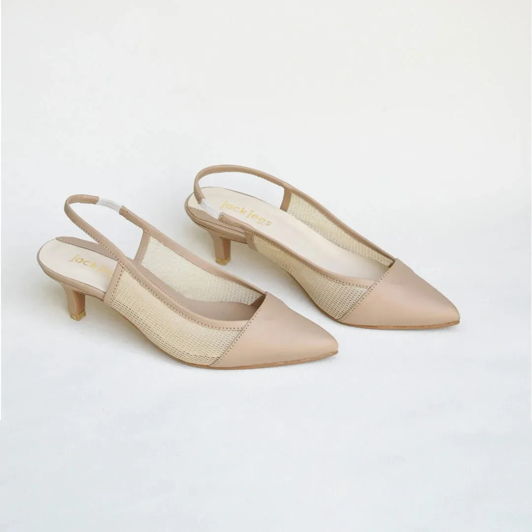 Jack Jees- Sophisticated Kitten Heels Beige