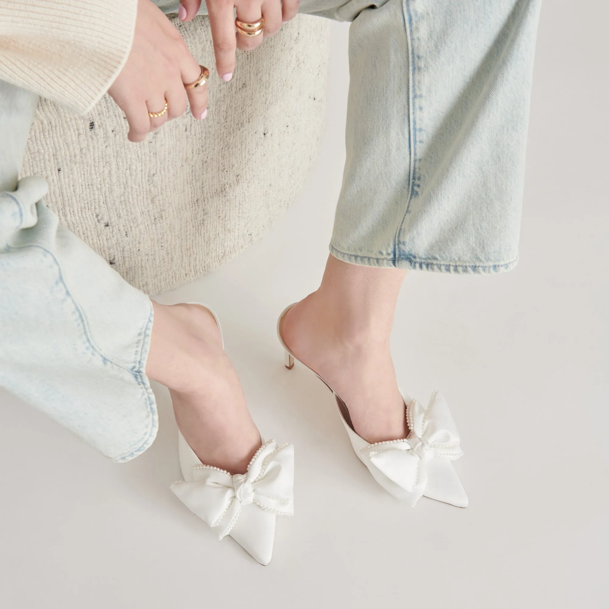 KAYLI PEARL HEELS VANILLA PEARLS