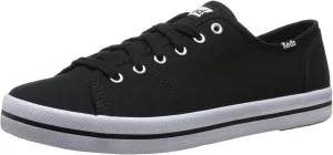 Keds Women's Kickstart Fashion Sneaker Black Canvas Lace Up Fashion Tennis Shoes