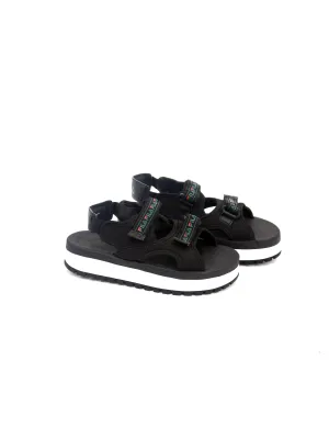 Kid's Boy Brand Logo Printed Sandals,Black
