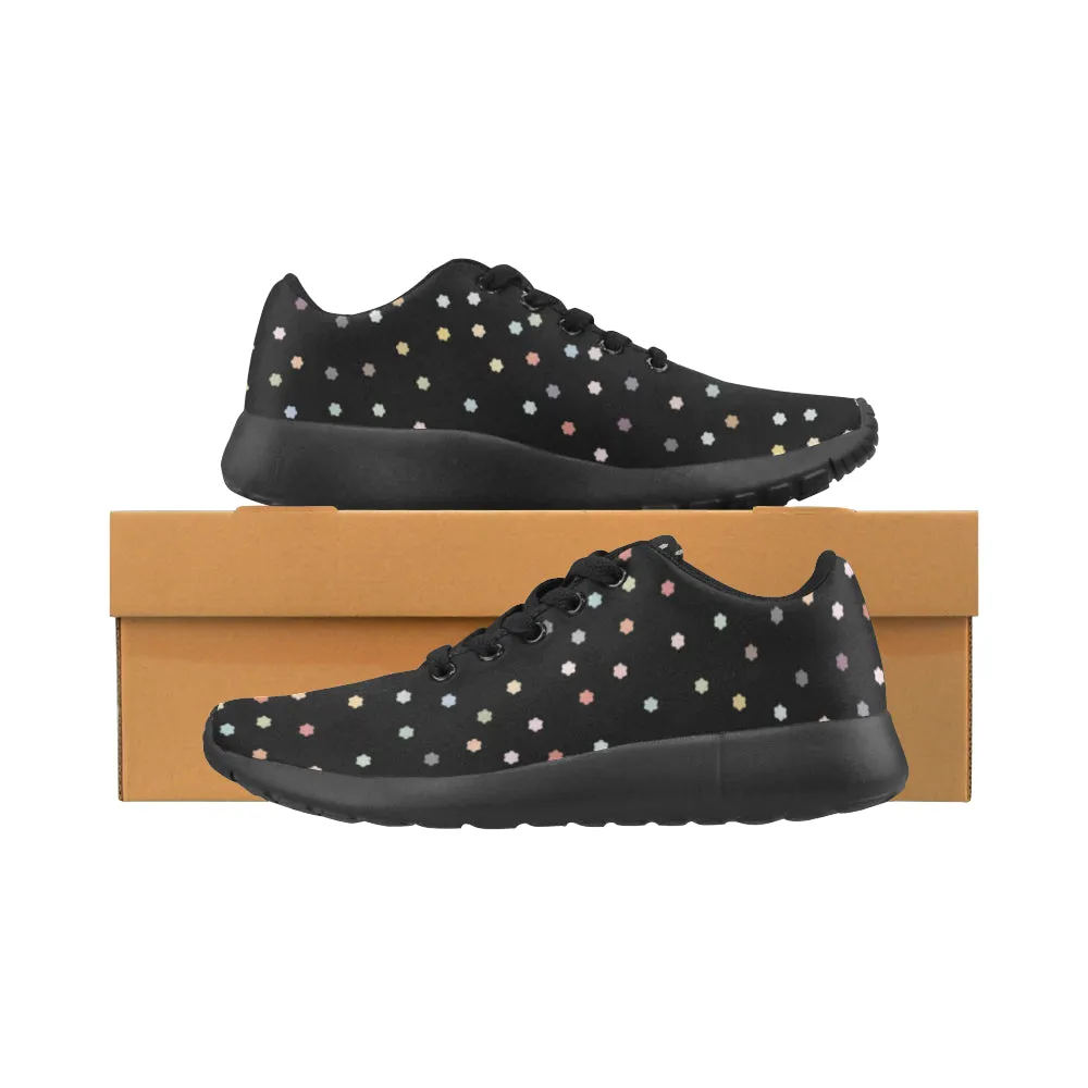 Kid's Rainbow Stars Black Polka Print Canvas Sneakers