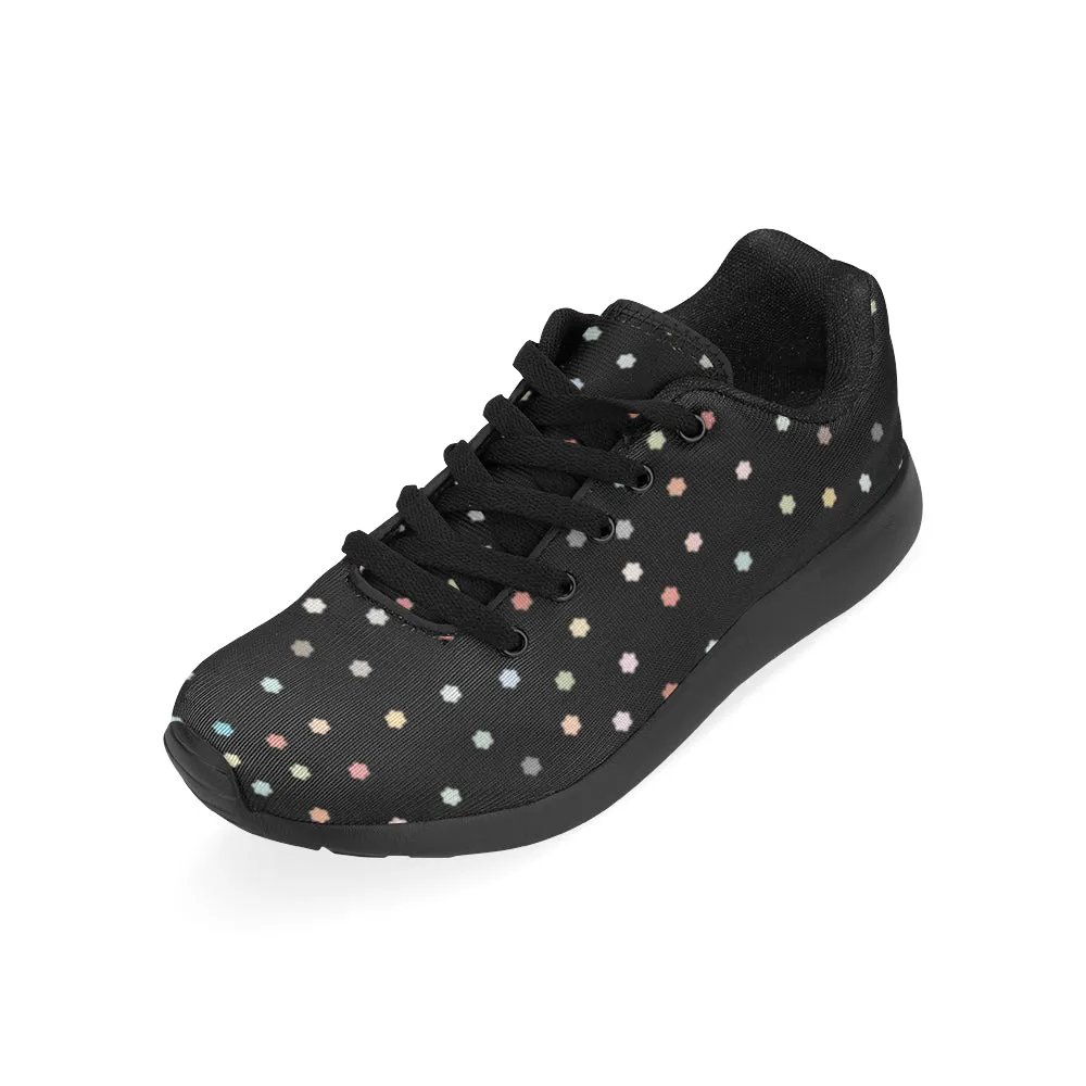 Kid's Rainbow Stars Black Polka Print Canvas Sneakers