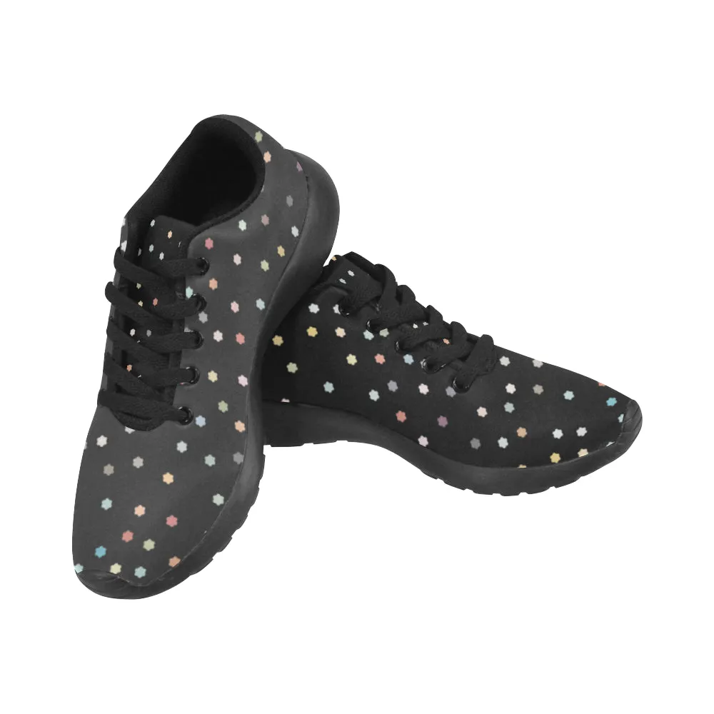 Kid's Rainbow Stars Black Polka Print Canvas Sneakers