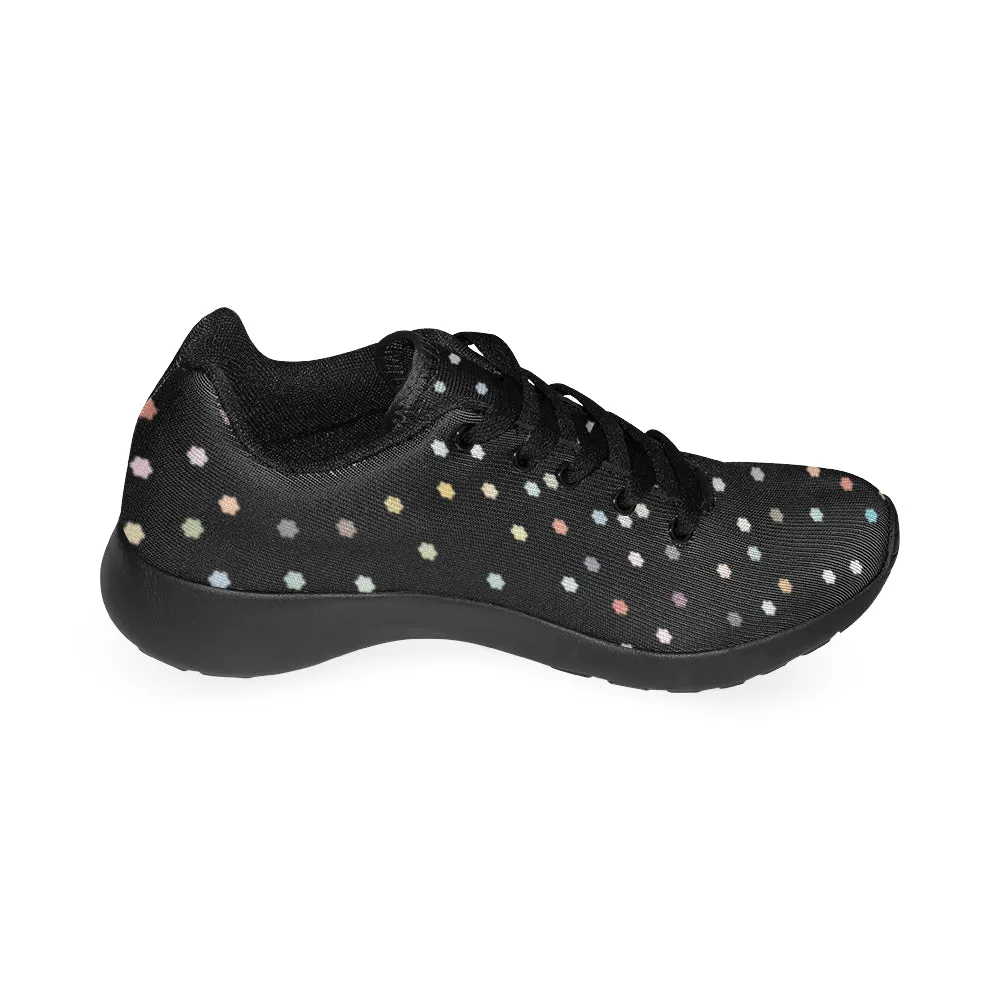 Kid's Rainbow Stars Black Polka Print Canvas Sneakers