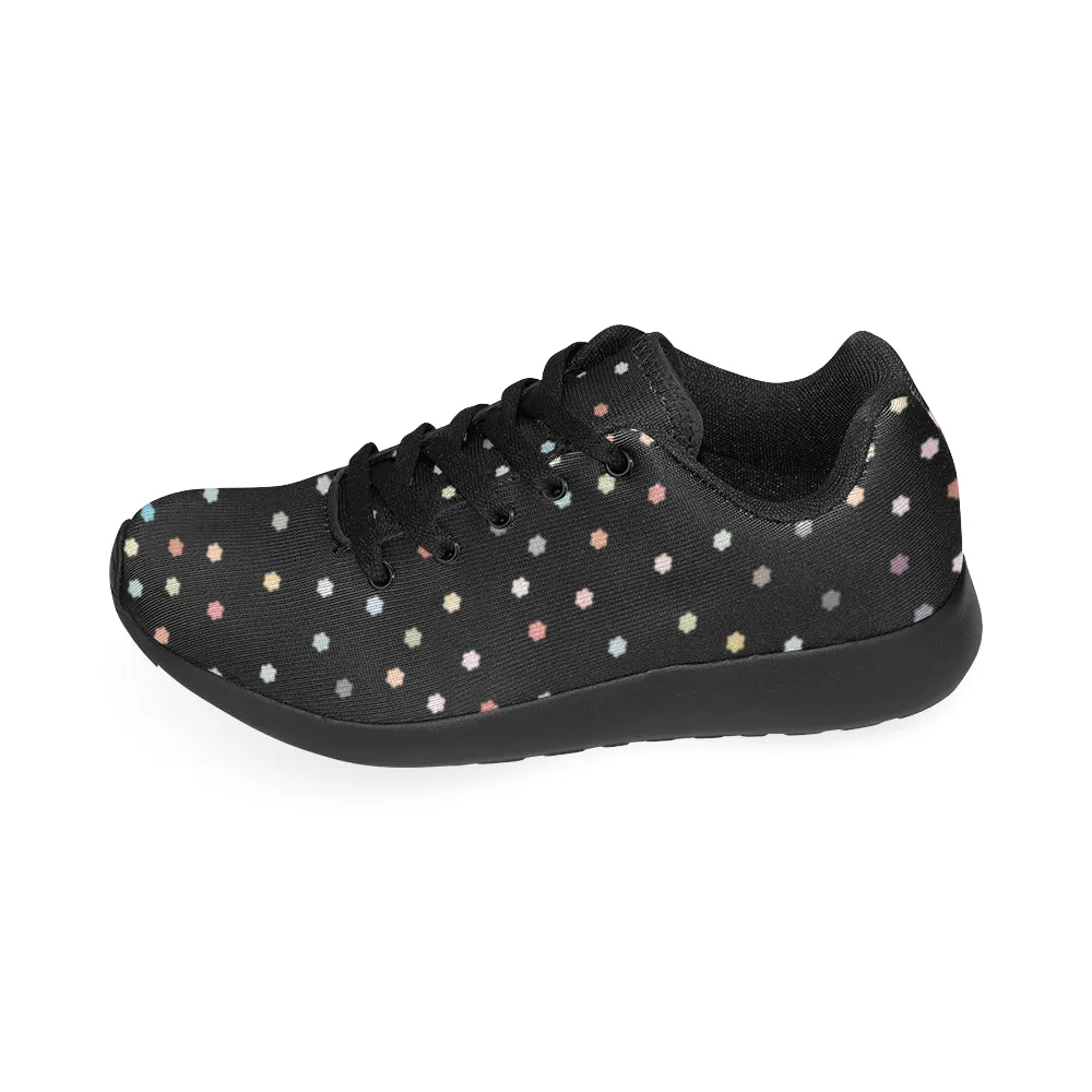 Kid's Rainbow Stars Black Polka Print Canvas Sneakers