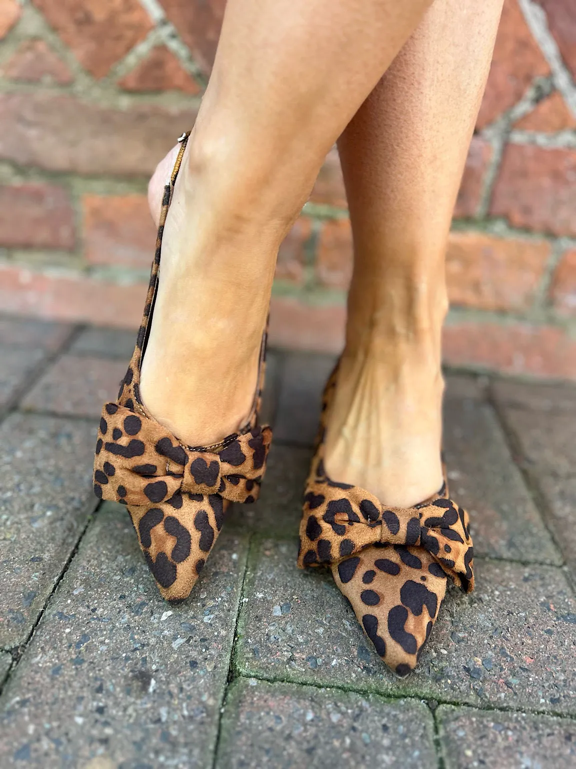 Leopard Kitten Heel Bow Shoes