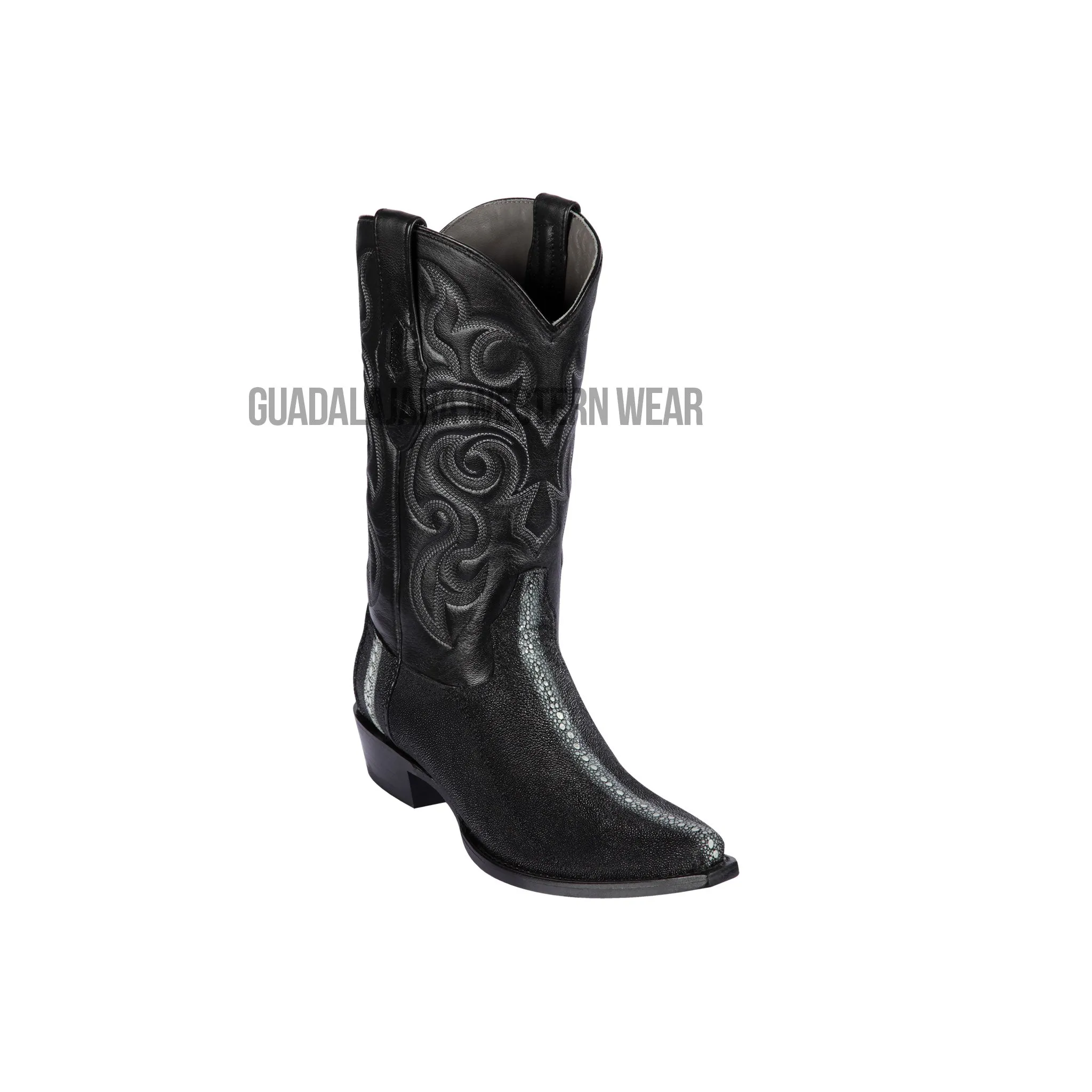 Los Altos Black Stingray Rowstone Snip Toe Cowboy Boots