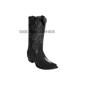 Los Altos Black Stingray Single Stone Snip Toe Cowboy Boots