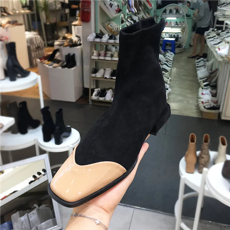 LUXE SEVEN DESIGN CONTRAST TOE PULL ON SOCK BOOTS