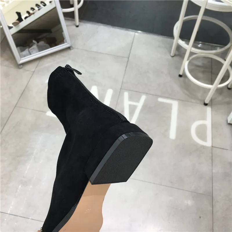 LUXE SEVEN DESIGN CONTRAST TOE PULL ON SOCK BOOTS