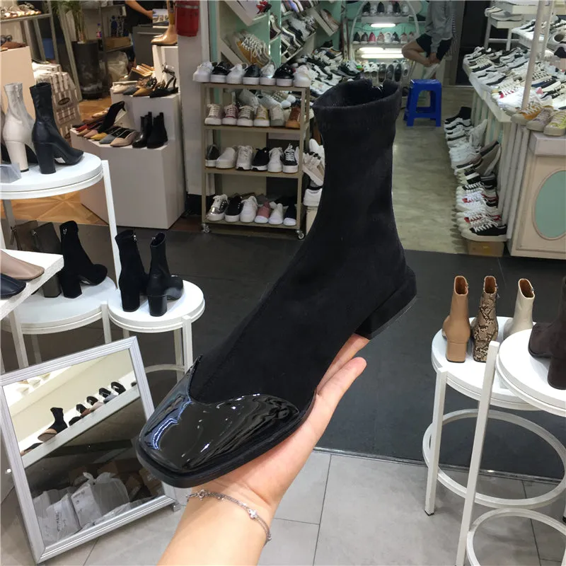 LUXE SEVEN DESIGN CONTRAST TOE PULL ON SOCK BOOTS