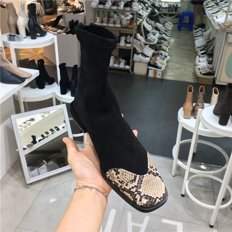 LUXE SEVEN DESIGN CONTRAST TOE PULL ON SOCK BOOTS