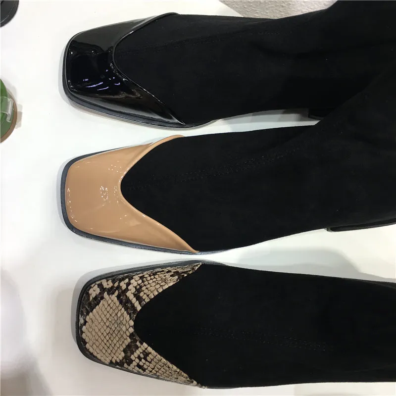 LUXE SEVEN DESIGN CONTRAST TOE PULL ON SOCK BOOTS
