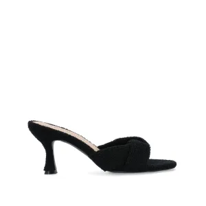 MANNON BACKLESS KITTEN HEEL IN TERRY CLOTH