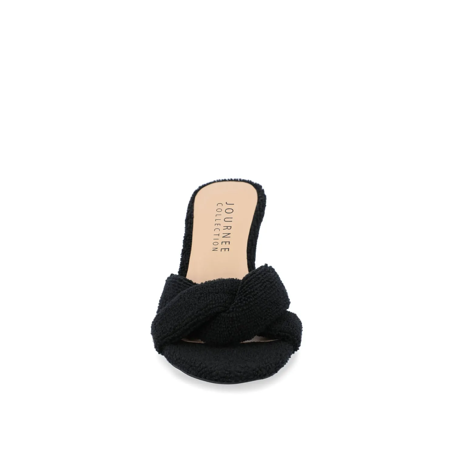 MANNON BACKLESS KITTEN HEEL IN TERRY CLOTH