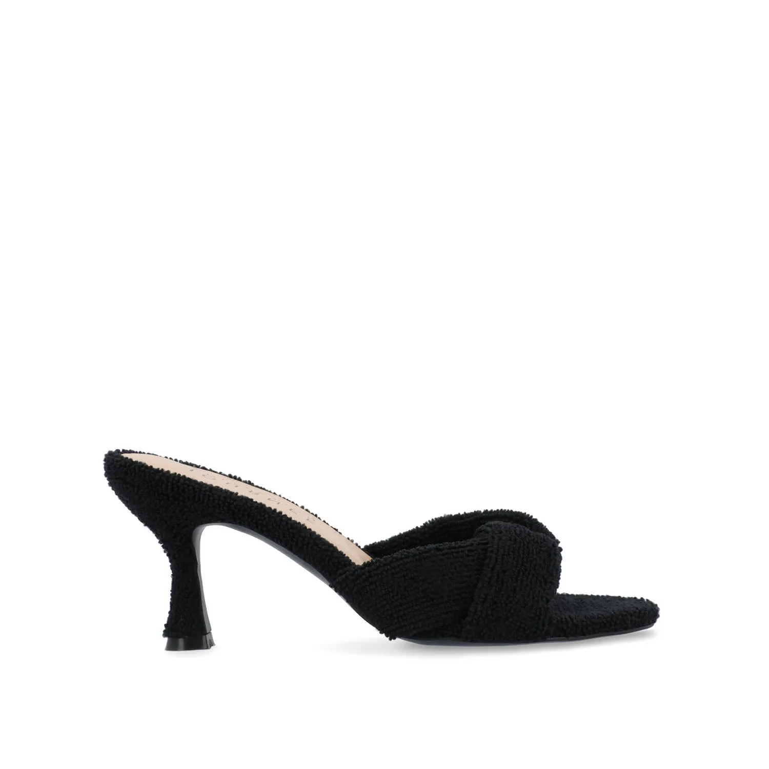 MANNON BACKLESS KITTEN HEEL IN TERRY CLOTH