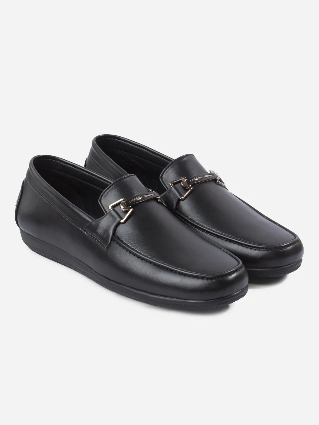 Men's Black Moc Toe Buckle Loafer (IX4117)