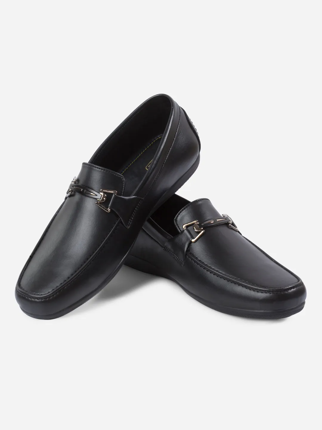 Men's Black Moc Toe Buckle Loafer (IX4117)