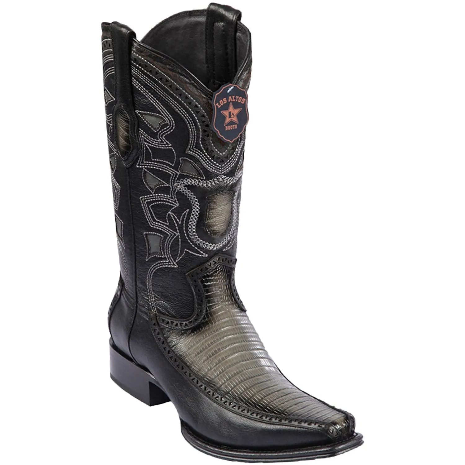 Men's Los Altos Lizard and Deer Skin European Square Toe Boots 76F07