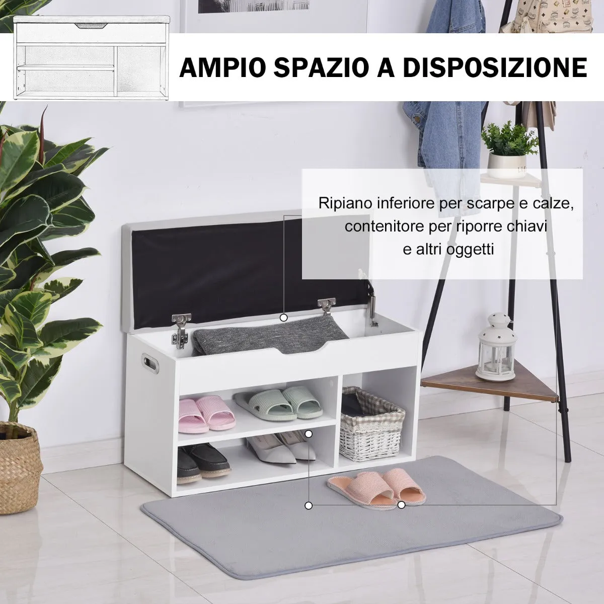 Mobile Shoe Safe Retailed With Back Padded Container and Open rooms 80x30x43cm, White