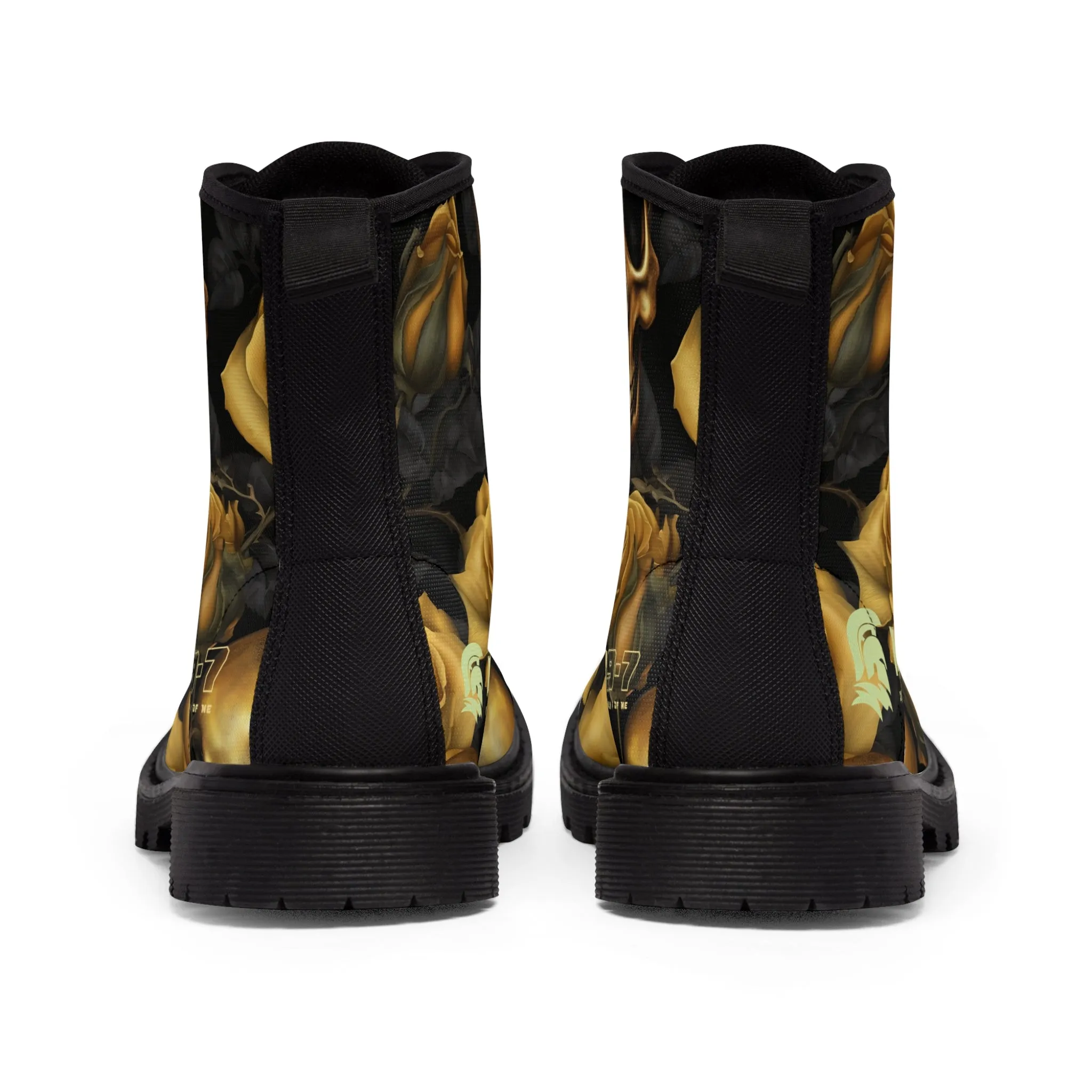 MR39'S No 2 Gothic Skulls and Gold Roses Canvas Boots AOP