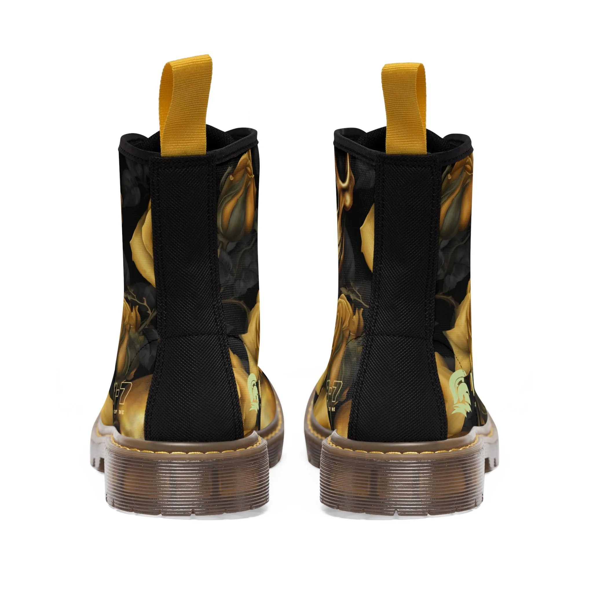 MR39'S No 2 Gothic Skulls and Gold Roses Canvas Boots AOP