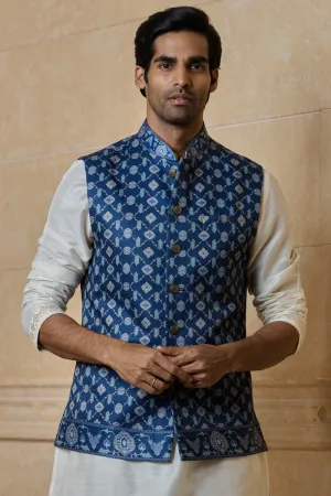 Navy Printed Bundi