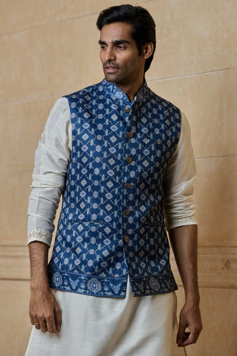 Navy Printed Bundi