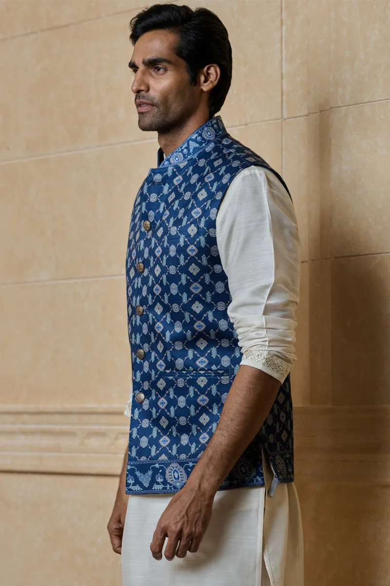 Navy Printed Bundi